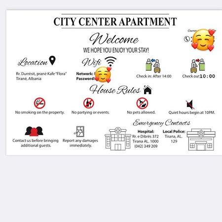 City Center Apartment Kafe Flora Tirana Zewnętrze zdjęcie